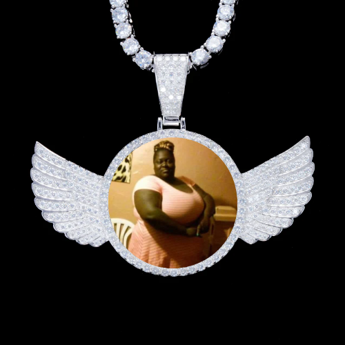 925S & VVS Moissanite 3D Wing Custom Picture Pendant