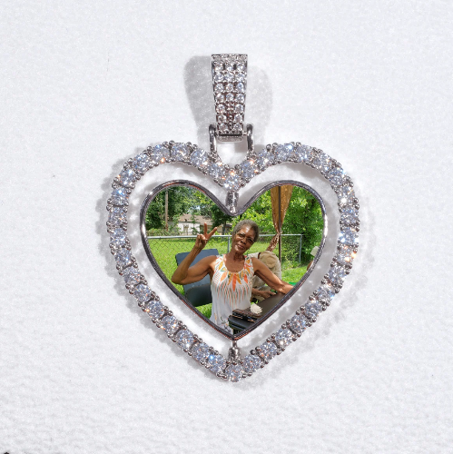 3D Spinning 2-Faced Heart Custom Picture Pendant