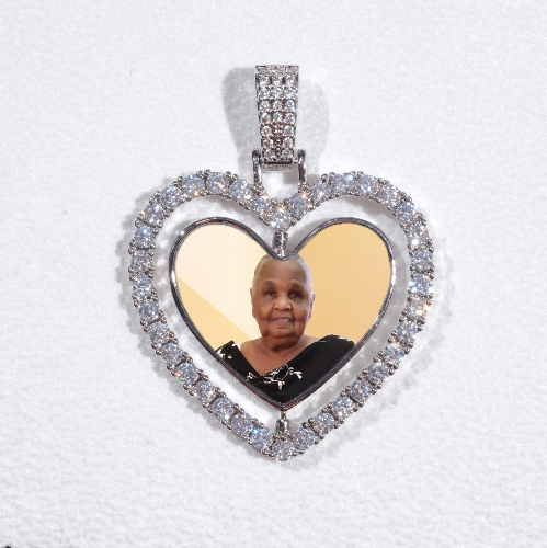3D Spinning 2-Faced Heart Custom Picture Pendant