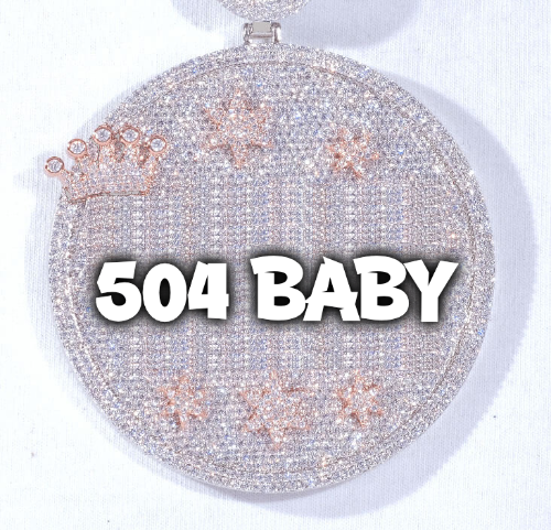 CUSTOM LETTER NECKLACE 3D BIG CROWN DISC
