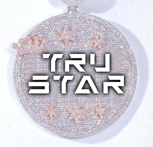 CUSTOM LETTER NECKLACE 3D BIG CROWN DISC
