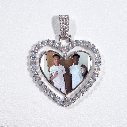 3D Spinning 2-Faced Heart Custom Picture Pendant