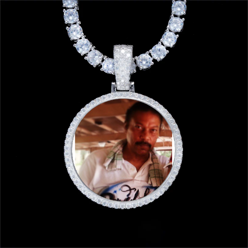 925S & VVS Moissanite 3D Circle Custom Picture Pendant