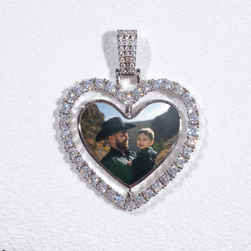 3D Spinning 2-Faced Heart Custom Picture Pendant