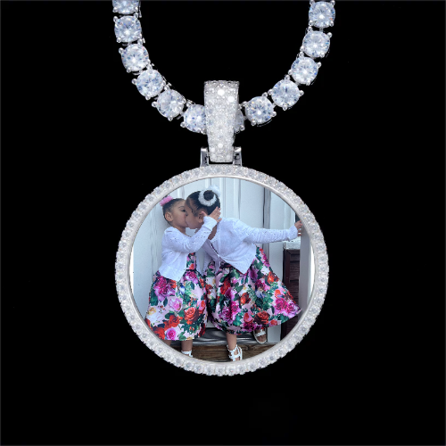 925S & VVS Moissanite 3D Circle Custom Picture Pendant