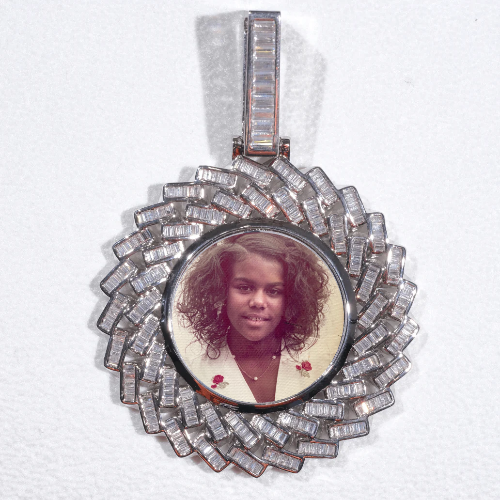 Large 3D Baguette Custom Picture Pendant