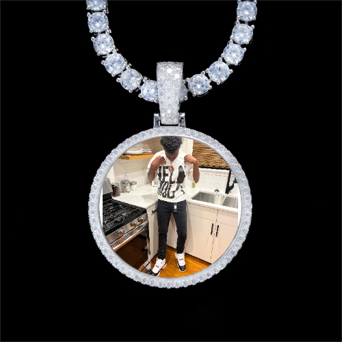 925S & VVS Moissanite 3D Circle Custom Picture Pendant