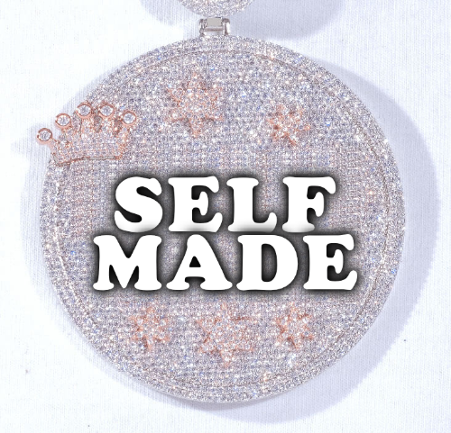 CUSTOM LETTER NECKLACE 3D BIG CROWN DISC