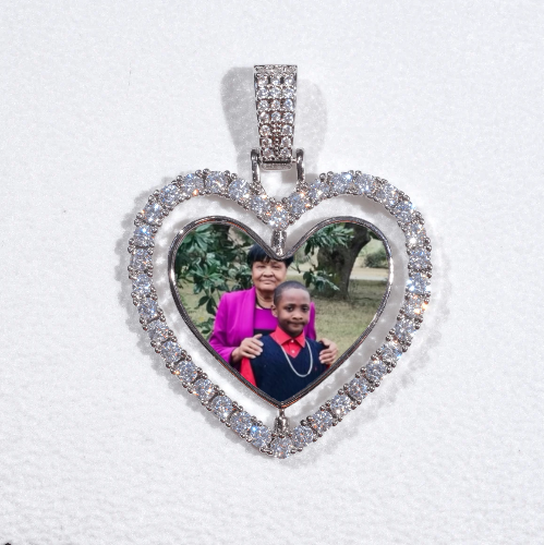3D Spinning 2-Faced Heart Custom Picture Pendant