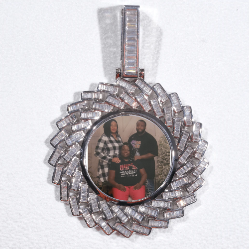 Large 3D Baguette Custom Picture Pendant