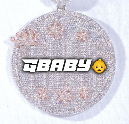 CUSTOM LETTER NECKLACE 3D BIG CROWN DISC
