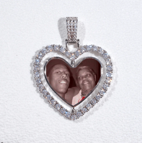 3D Spinning 2-Faced Heart Custom Picture Pendant