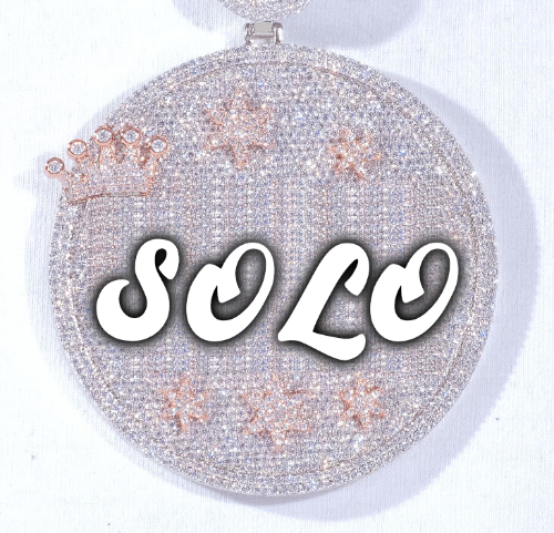 CUSTOM LETTER NECKLACE 3D BIG CROWN DISC