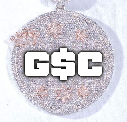 CUSTOM LETTER NECKLACE 3D BIG CROWN DISC