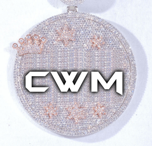 CUSTOM LETTER NECKLACE 3D BIG CROWN DISC