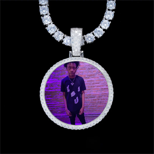 925S & VVS Moissanite 3D Circle Custom Picture Pendant
