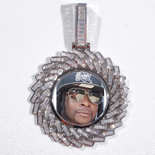 Large 3D Baguette Custom Picture Pendant