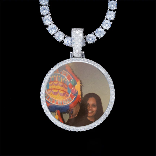 925S & VVS Moissanite 3D Circle Custom Picture Pendant