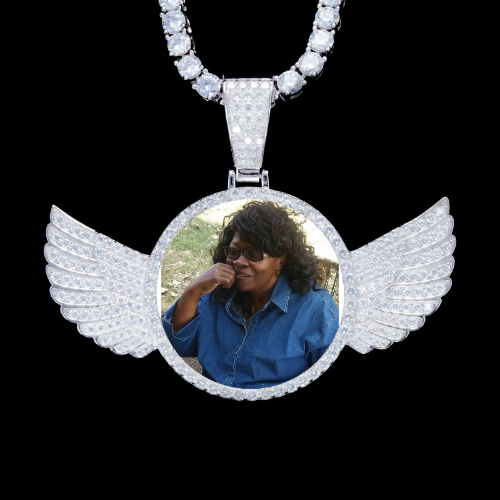 925S & VVS Moissanite 3D Wing Custom Picture Pendant