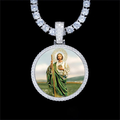 925S & VVS Moissanite 3D Circle Custom Picture Pendant