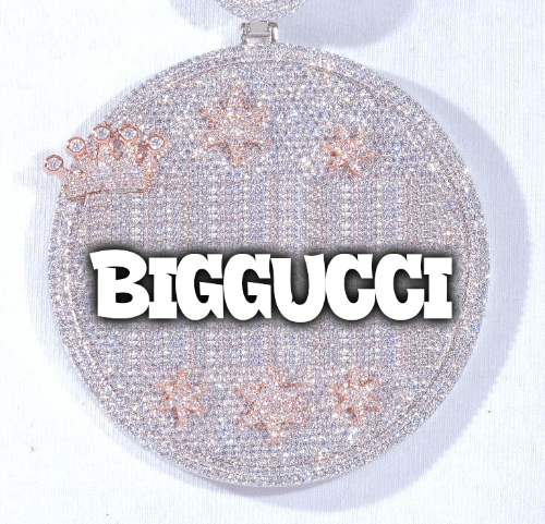 CUSTOM LETTER NECKLACE 3D BIG CROWN DISC