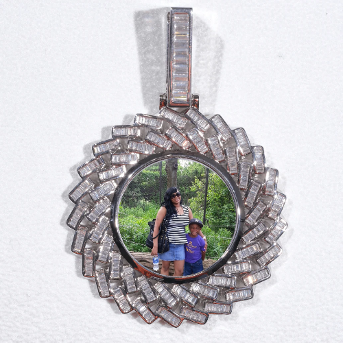 Large 3D Baguette Custom Picture Pendant