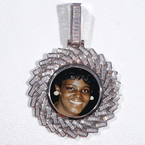 Large 3D Baguette Custom Picture Pendant