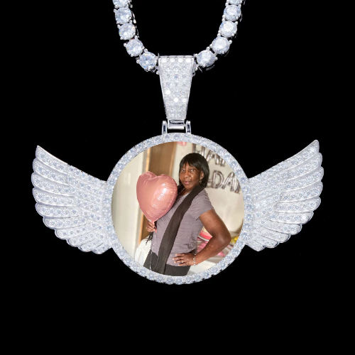 925S & VVS Moissanite 3D Wing Custom Picture Pendant