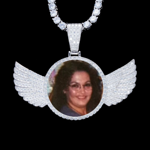 925S & VVS Moissanite 3D Wing Custom Picture Pendant