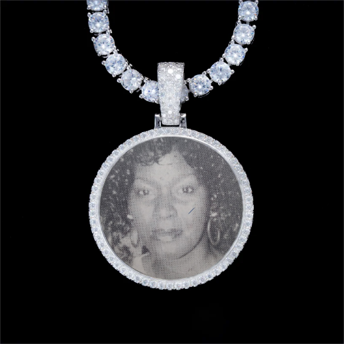 925S & VVS Moissanite 3D Circle Custom Picture Pendant