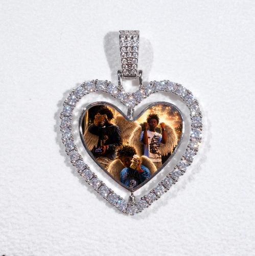 3D Spinning 2-Faced Heart Custom Picture Pendant