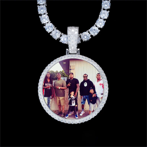 925S & VVS Moissanite 3D Circle Custom Picture Pendant