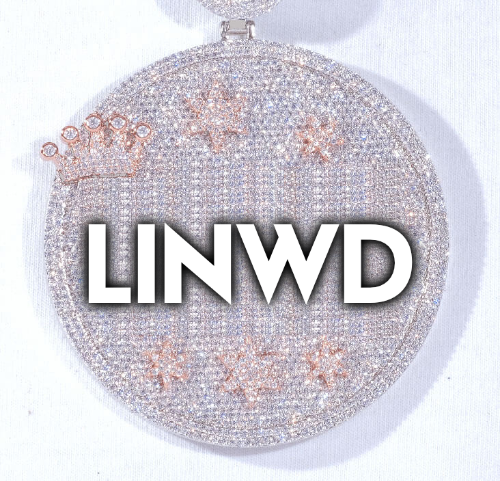 CUSTOM LETTER NECKLACE 3D BIG CROWN DISC