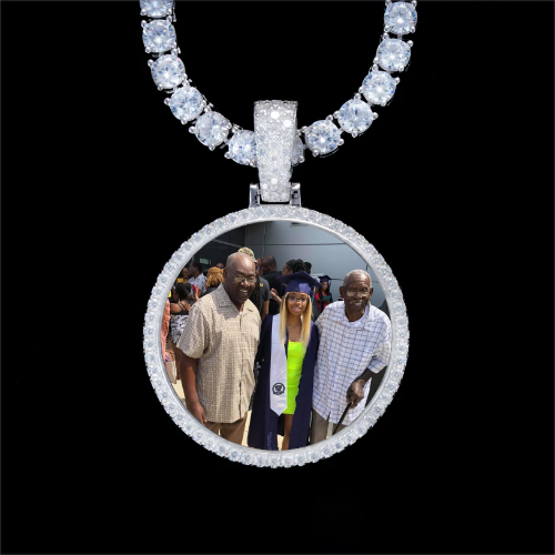 925S & VVS Moissanite 3D Circle Custom Picture Pendant