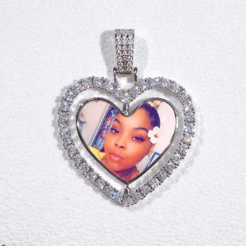 3D Spinning 2-Faced Heart Custom Picture Pendant
