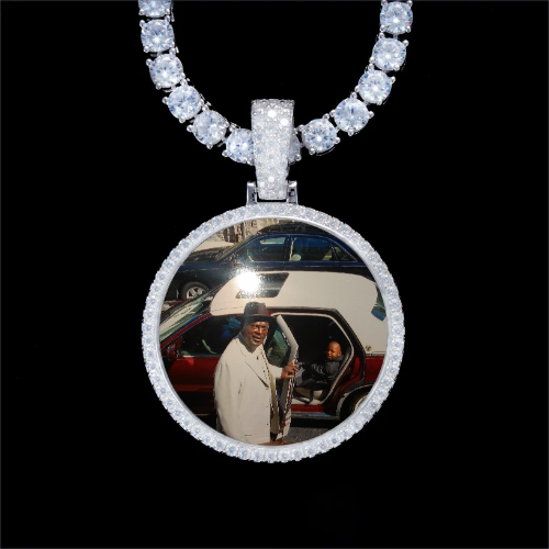 925S & VVS Moissanite 3D Circle Custom Picture Pendant