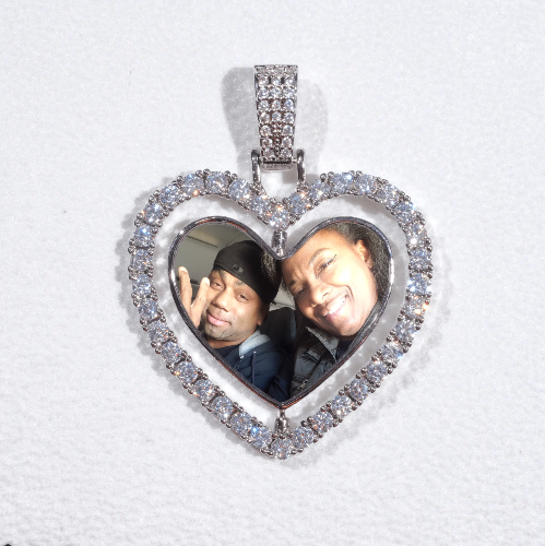 3D Spinning 2-Faced Heart Custom Picture Pendant