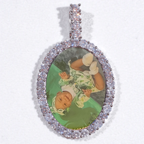 Large 3D Oval Custom Picture Pendant