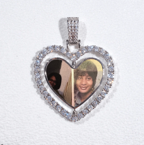 3D Spinning 2-Faced Heart Custom Picture Pendant