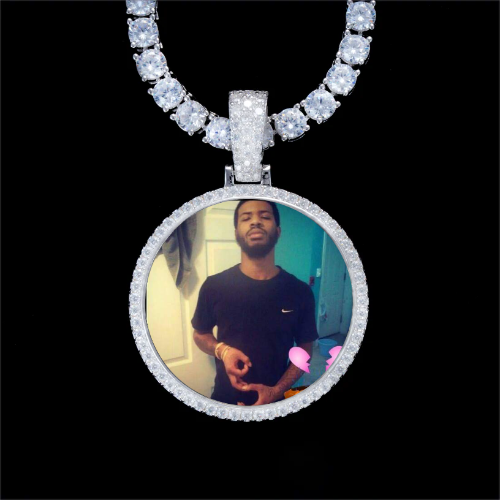 925S & VVS Moissanite 3D Circle Custom Picture Pendant