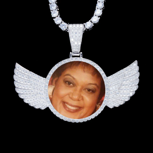 925S & VVS Moissanite 3D Wing Custom Picture Pendant