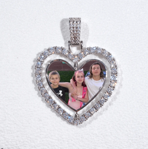 3D Spinning 2-Faced Heart Custom Picture Pendant