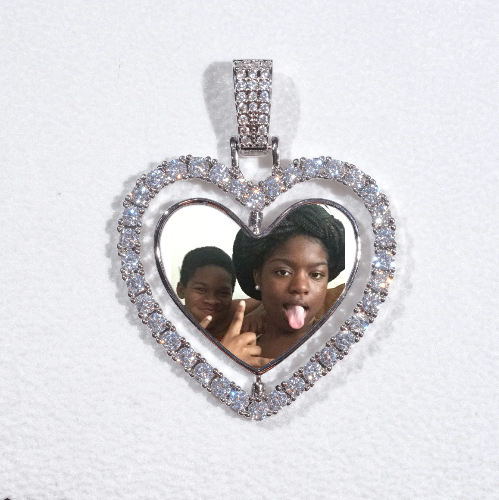 3D Spinning 2-Faced Heart Custom Picture Pendant