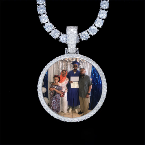 925S & VVS Moissanite 3D Circle Custom Picture Pendant