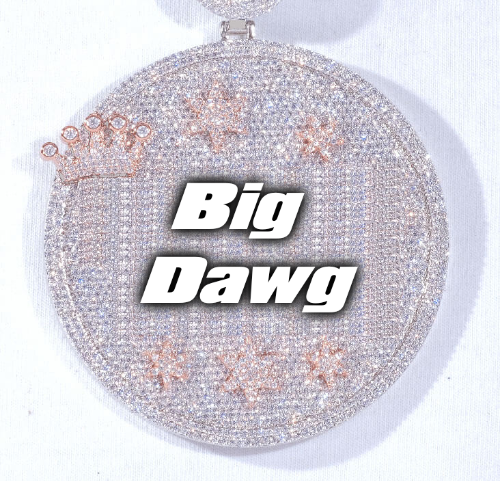 CUSTOM LETTER NECKLACE 3D BIG CROWN DISC