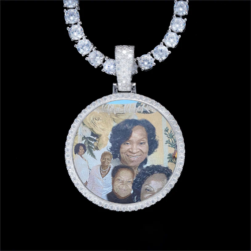 925S & VVS Moissanite 3D Circle Custom Picture Pendant