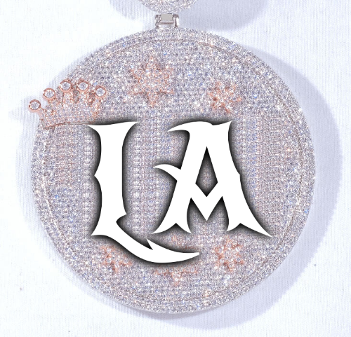CUSTOM LETTER NECKLACE 3D BIG CROWN DISC