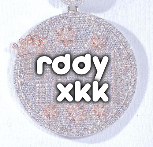 CUSTOM LETTER NECKLACE 3D BIG CROWN DISC