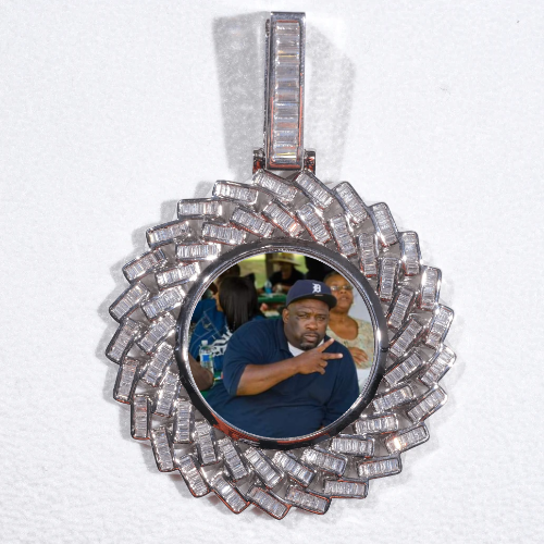 Large 3D Baguette Custom Picture Pendant