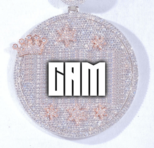 CUSTOM LETTER NECKLACE 3D BIG CROWN DISC